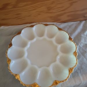 Vintage Milk glass deviled egg tray